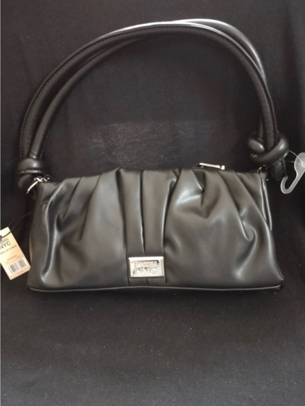 Steve Madden NYC Black Pleated Shoulder Bag